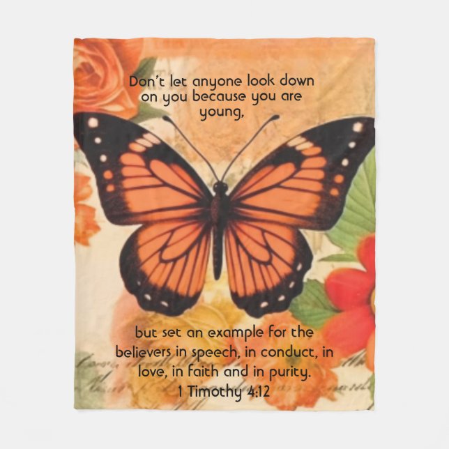 Couverture Polaire Butterfly Fleece Blanket 1 Timothy 4:12 (Devant)
