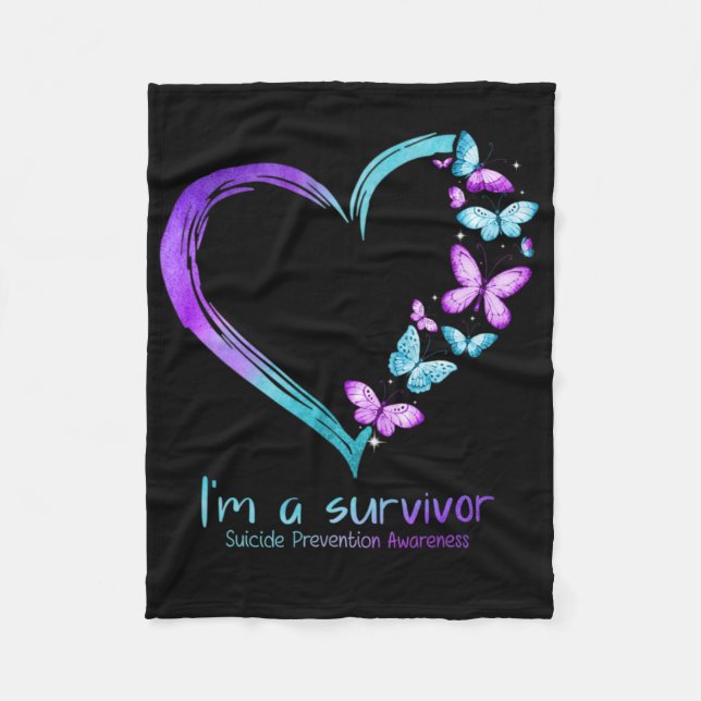 Couverture Polaire Butterfly Heart Im A Survivor Suicide Prevention  (Devant)