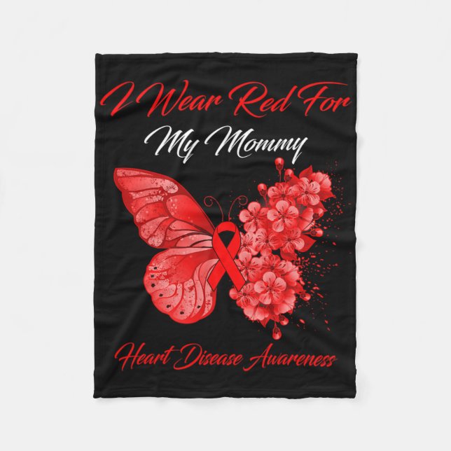 Couverture Polaire Butterfly I Wear Red For My Mommy Heart Disease Aw (Devant)