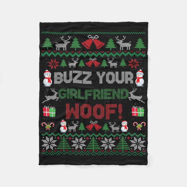 Couverture Polaire Buzz Xmas Your Girlfriend Woof! Ugly Christmas Swe (Devant)