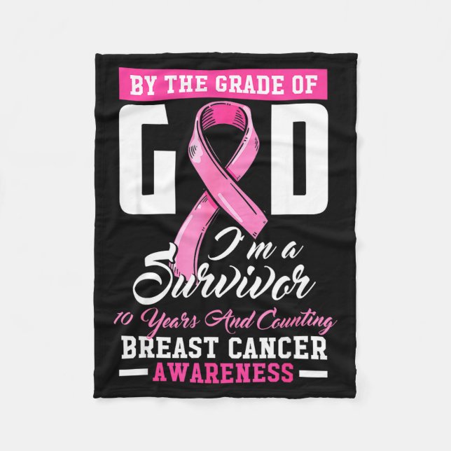 Couverture Polaire By The Grace Of God Survivor 10 Year Breast Cancer (Devant)