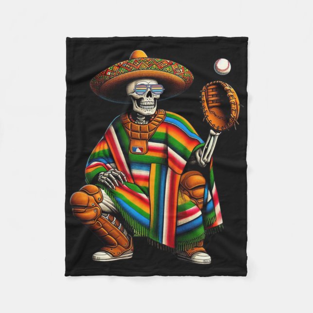 Couverture Polaire Bysebyll Skeleton Mexicain Sombrero Cinco De Mayo  (Devant)