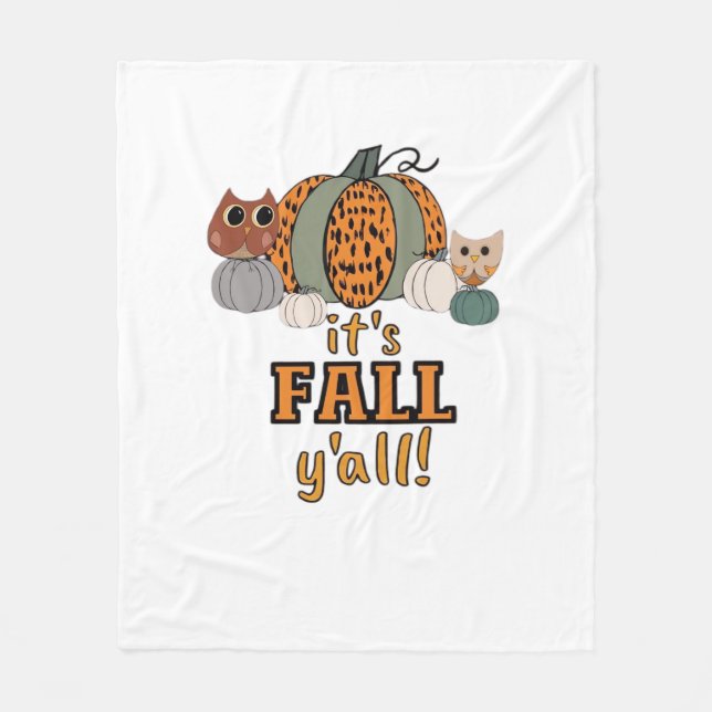 Couverture Polaire C’est Fall Y’all, Leopard Citrouilles and Owls (Devant)