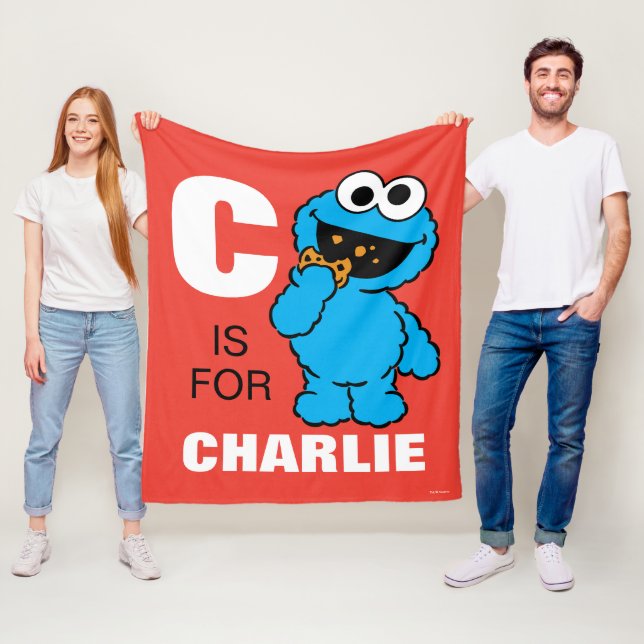 Couverture Polaire C est pour Cookie Monster | Ajouter Votre Nom (En situation)