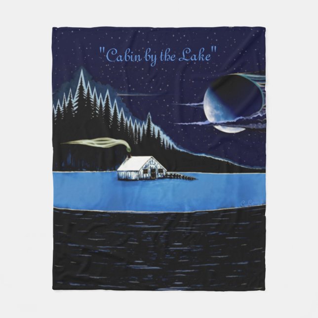 Couverture Polaire "Cabine au bord du lac" Fleece Blanket Version 2 (Devant)