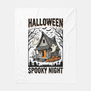 Couverture Polaire Cabine effrayante d'Halloween Art vintage de nuit 
