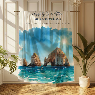 Couverture Polaire Cabo San Lucas Aquarelle Bleu Pour Toujours Heureu