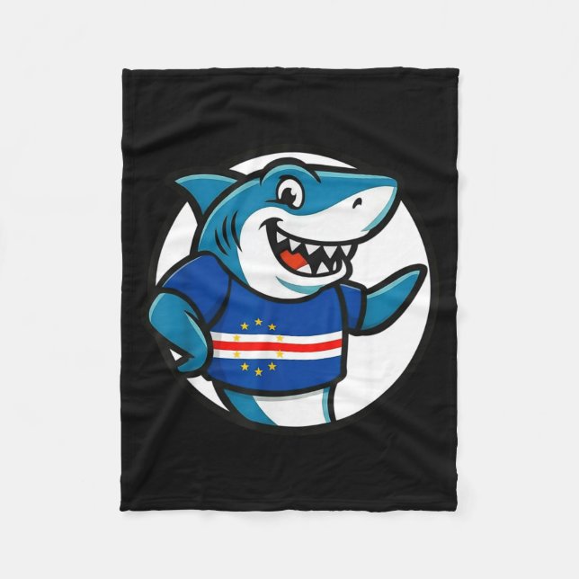Couverture Polaire Cabo Verde Flag Shark Funny Cabo Verdean  (Devant)