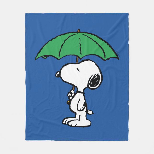 Couverture Polaire cacahuètes | Parapluie vert Snoopy (Devant)
