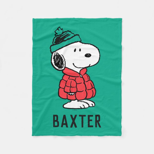 Couverture Polaire cacahuètes | Snoopy Chat d'hiver et Casquette (Devant)