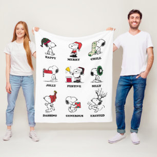Couverture Polaire cacahuètes Snoopy Christmas Holiday Moods