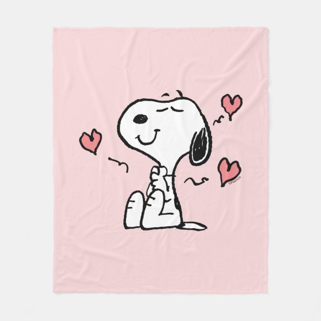 Couverture Polaire Cacahuètes | Snoopy Cœurs (Devant)