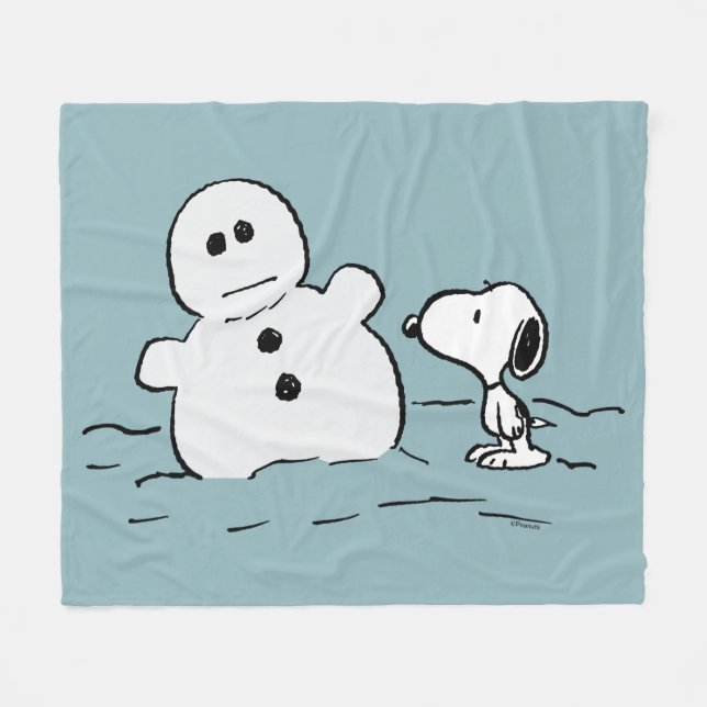 Couverture Polaire cacahuètes | Snoopy Construit Un Snowman (Devant (Horizontal))