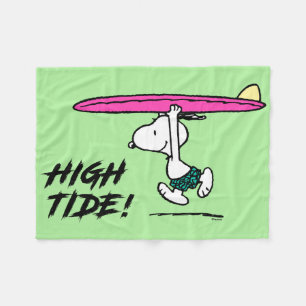 Couverture Polaire cacahuètes   Snoopy Courir sur le Surf