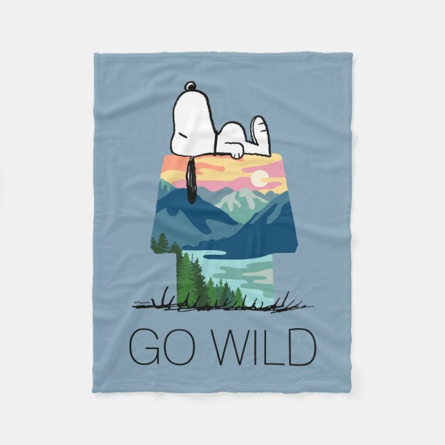 Couverture Polaire cacahuètes | Snoopy Dog House Sunrise (Devant)