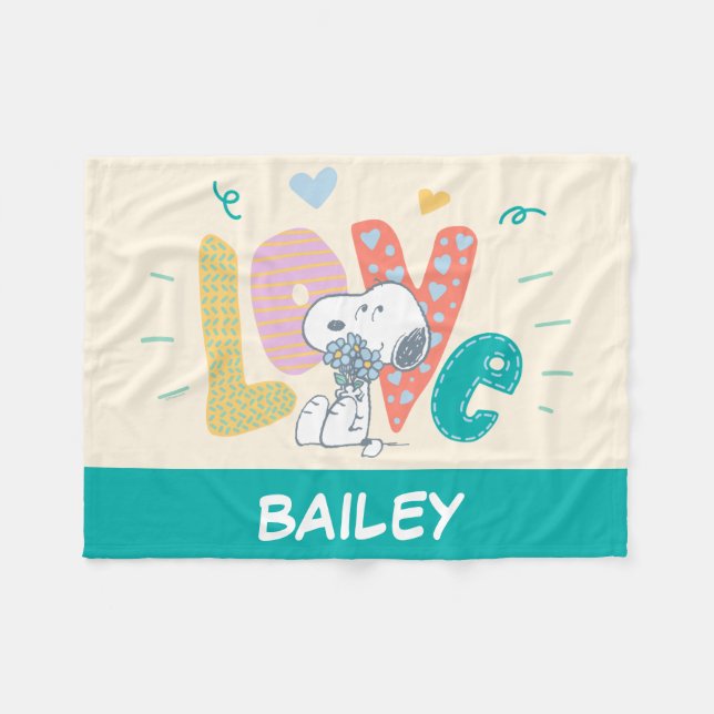 Couverture Polaire cacahuètes | Snoopy Flower Love (Devant (Horizontal))