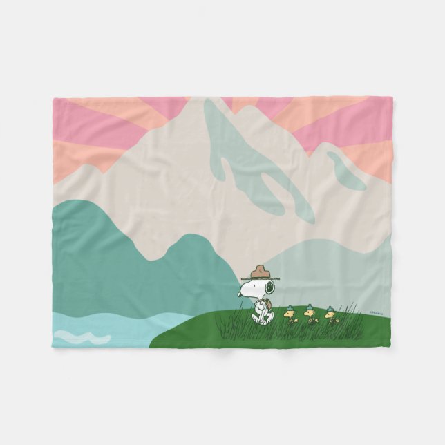 Couverture Polaire cacahuètes | Snoopy Leader du Pack (Devant (Horizontal))