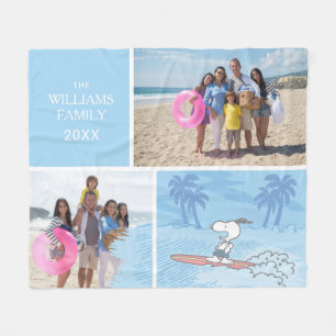 Couverture Polaire cacahuètes   Snoopy Surfing   Ajouter nom et photo