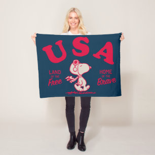 Couverture Polaire cacahuètes Snoopy USA Land of the Free