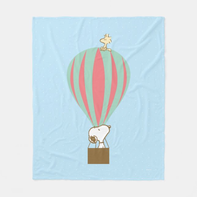 Couverture Polaire cacahuètes | Snoopy & Woodstock Hot Air Balloon (Devant)