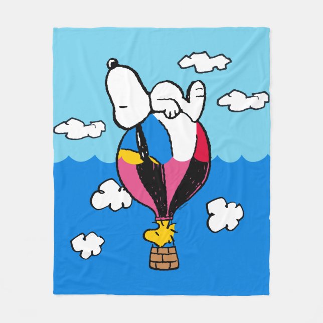 Couverture Polaire cacahuètes | Snoopy & Woodstock Hot Air Balloon (Devant)