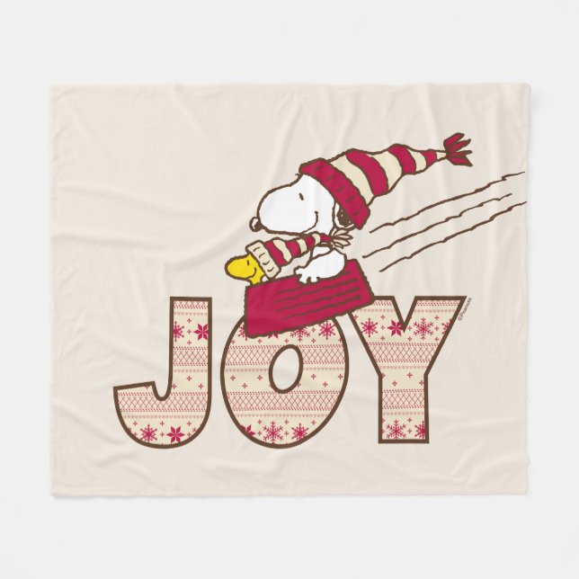 Couverture Polaire cacahuètes | Snoopy & Woodstock Joy Sled Ride (Devant (Horizontal))
