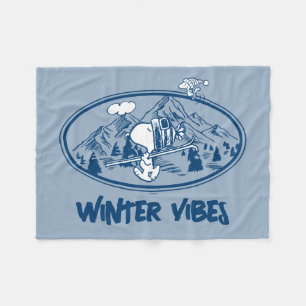 Couverture Polaire cacahuètes   Snoopy & Woodstock Skiing