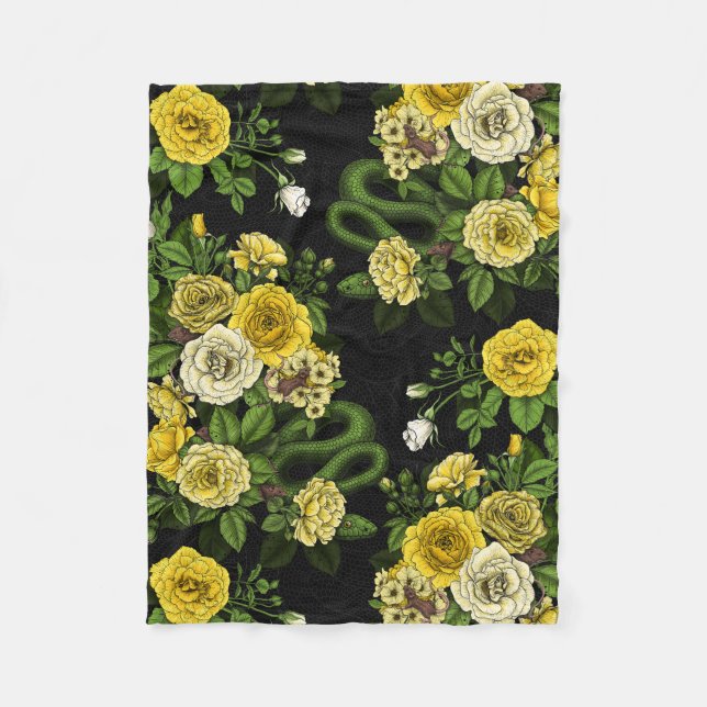 Couverture Polaire Caché en rose, jaune et vert (Devant)