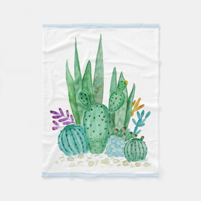 Couverture Polaire Cactus, aquarelle (Devant)