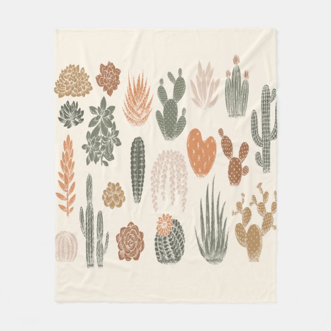 Couverture Polaire Cactus et succulent motif sans soudure (Devant)