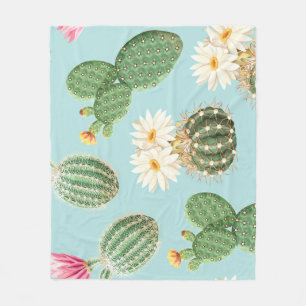 Couverture Polaire Cactus, fleurs roses : décor clair