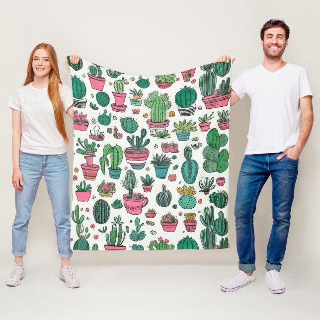 Couverture Polaire Cactus Motif Succulent (En situation)