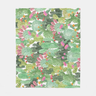 Couverture Polaire Cactus peint à la main : Vert désert