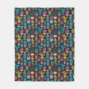 Couverture Polaire Cactus tiré par la main dans le motif de style de