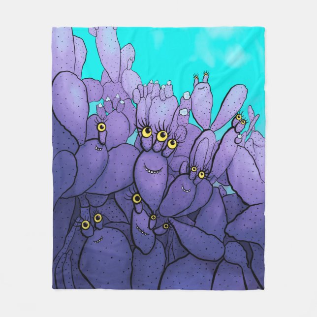 Couverture Polaire Cactus Violet Funny Succulent (Devant)