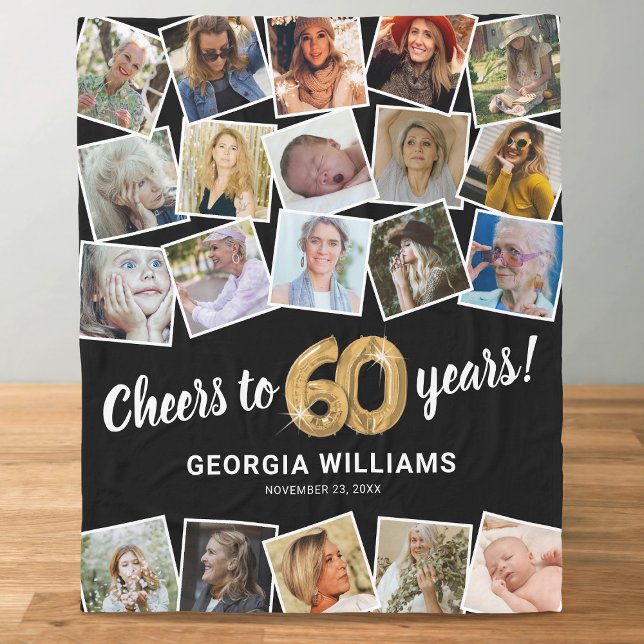 Couverture Polaire Cadeau 60 ans Multi Photo (Créateur téléchargé)