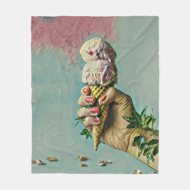 Couverture Polaire Cadeau amoureux de crème glacée (Devant)