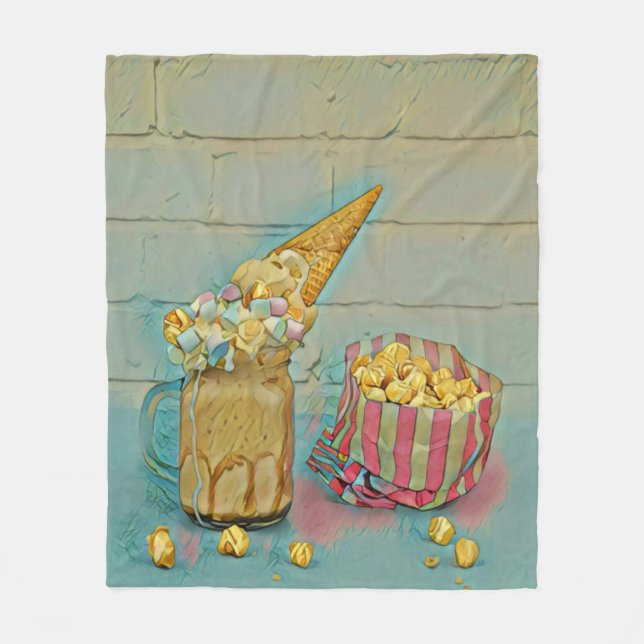 Couverture Polaire Cadeau amoureux de crème glacée (Devant)