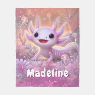 Couverture Polaire Cadeau Axolotl personnalisé Nom personnalisé rose