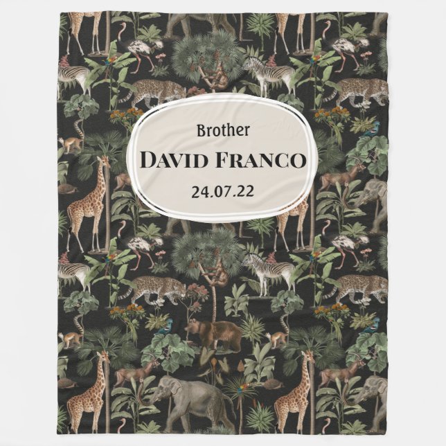 Couverture Polaire Cadeau Baptême JW personnalisé pour frères - Jungl (Devant)