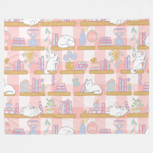 Couverture Polaire Cadeau Chat Livresque Pastel Rose