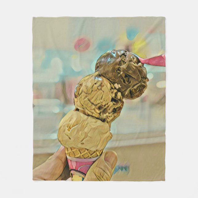 Couverture Polaire Cadeau d'anniversaire de crème glacée (Devant)