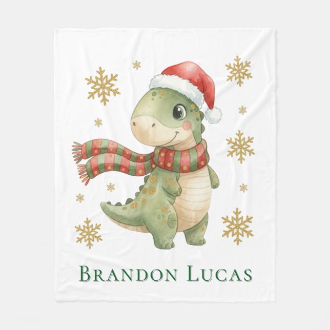 Couverture Polaire Cadeau d'anniversaire de dinosaure de Noël (Devant)