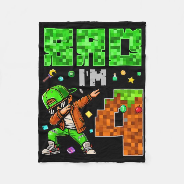 Couverture Polaire Cadeau d'anniversaire de style Pixel Dab Gamer pou (Devant)