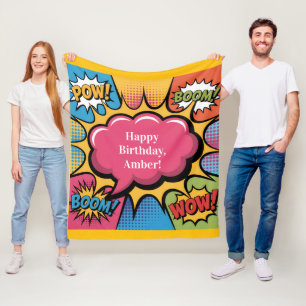 Couverture Polaire Cadeau d'anniversaire de style Pop Art coloré pour