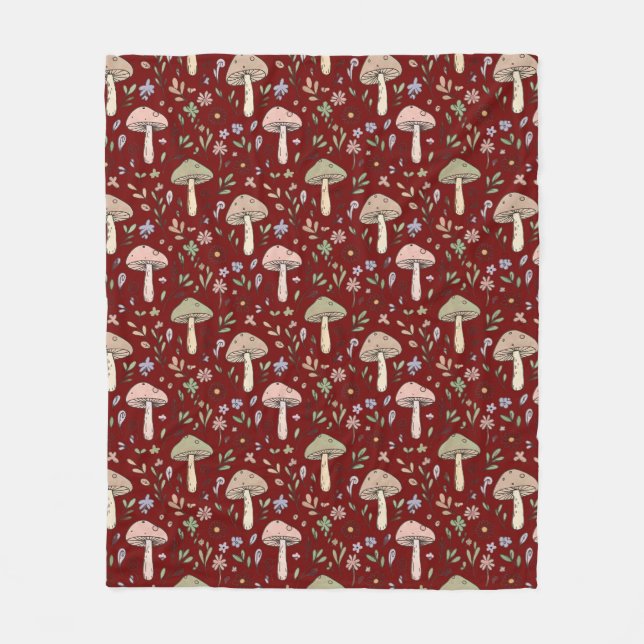 Couverture Polaire Cadeau de champignons rouges prune Cozy Dark Acade (Devant)