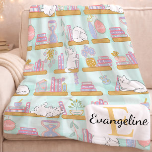 Couverture Polaire Cadeau de chat personnalisé avec un nom en vert pa
