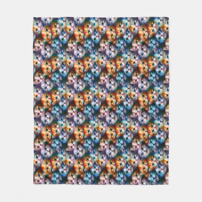 Couverture Polaire Cadeau de chat | Visages de chats mignons (Devant)