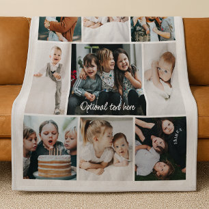Couverture Polaire Cadeau de collage photo Texte personnalisé minimal