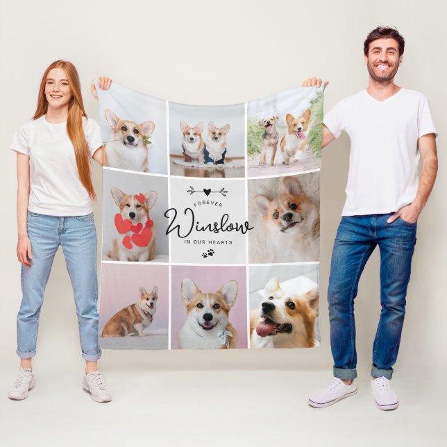 Couverture Polaire Cadeau de deuil d'animal Collage photo mémorial de (En situation)